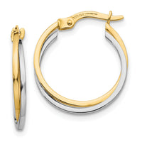 14k Two-tone Polished Hollow Hoop Earrings-TL701