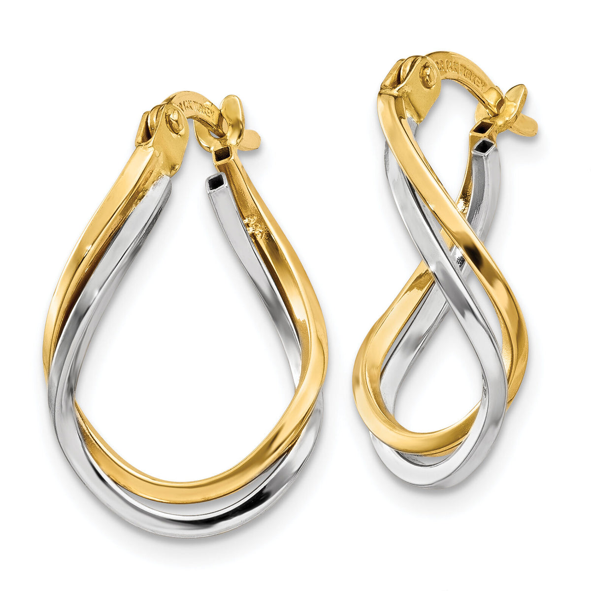14k Two-tone Twisted Hoop Earrings-TL704