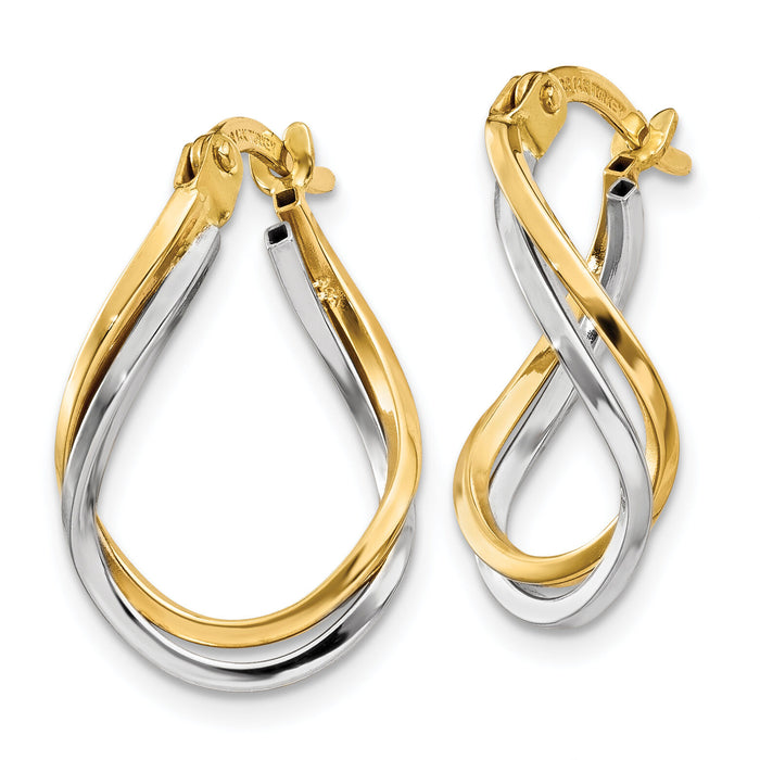 14k Two-tone Twisted Hoop Earrings-TL704