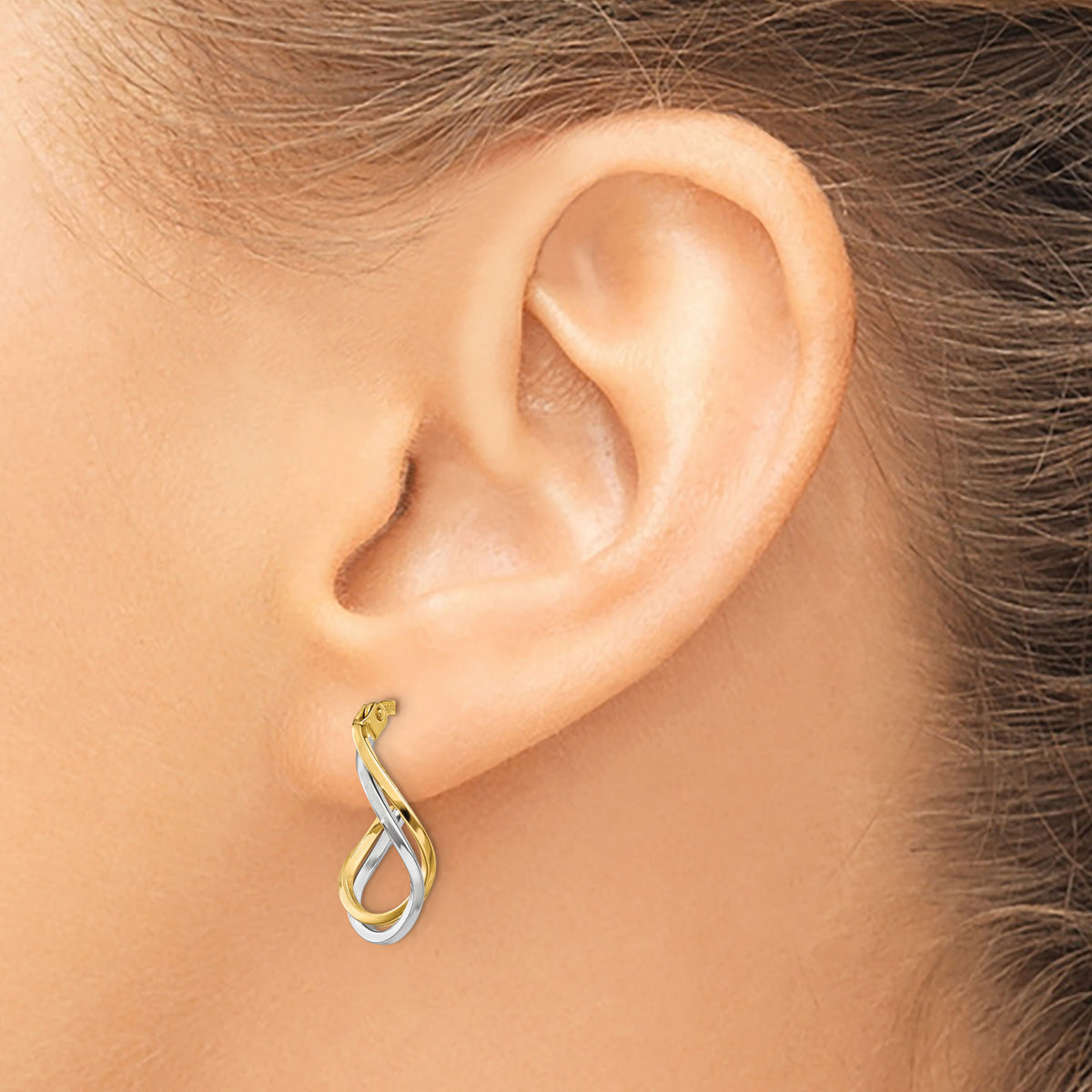 14k Two-tone Twisted Hoop Earrings-TL704