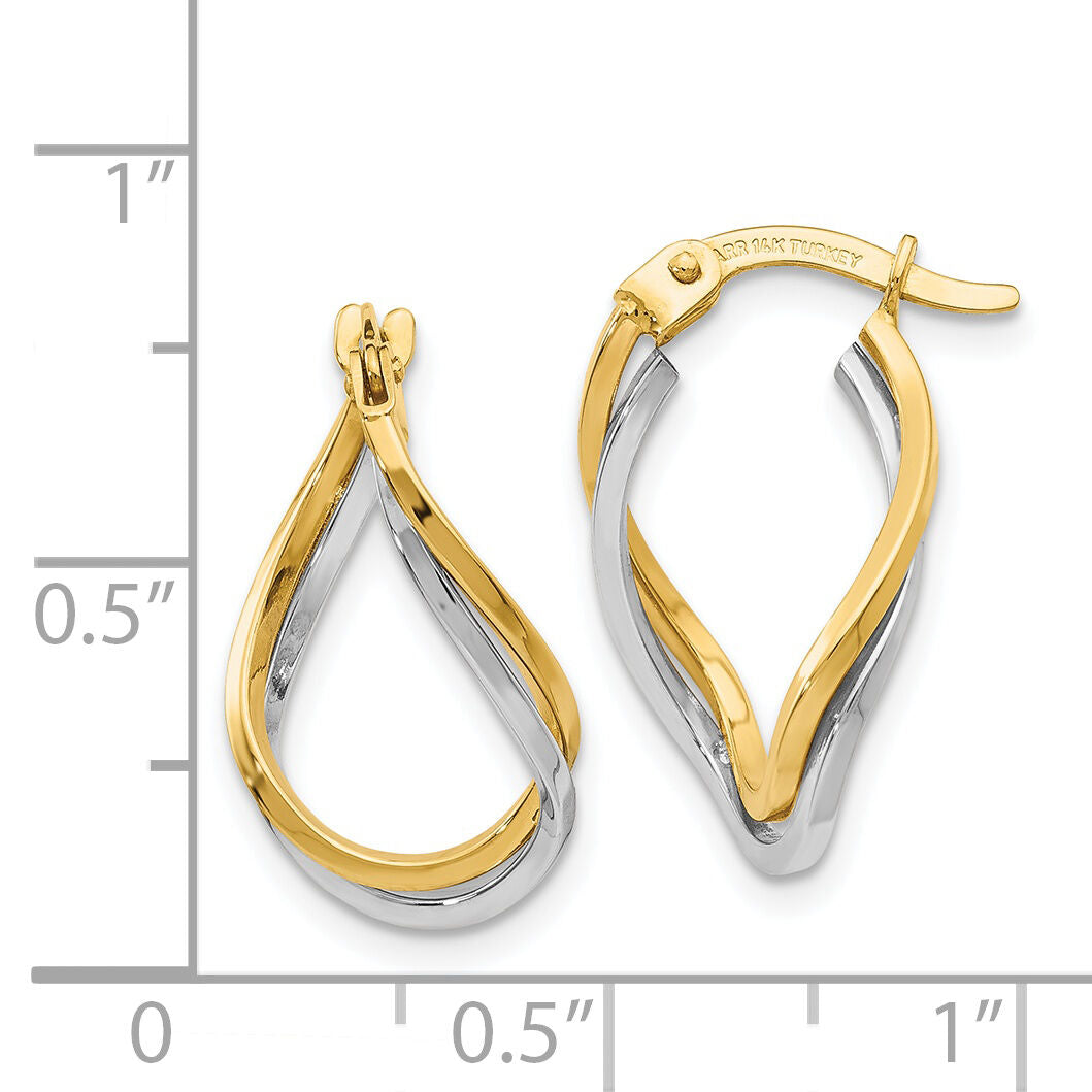 14k Two-tone Twisted Hoop Earrings-TL704