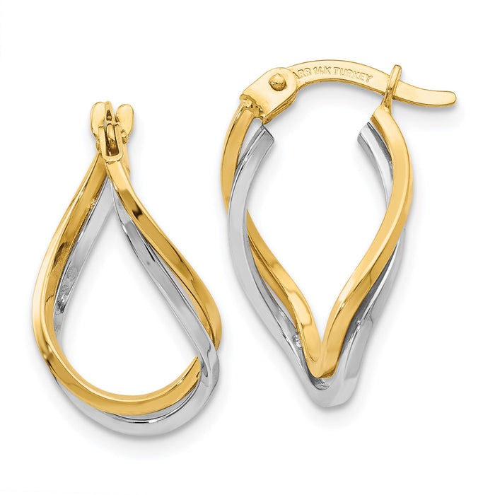 14k Two-tone Twisted Hoop Earrings-TL704