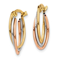 14k Tri-color Twisted Hoop Earrings-TL713