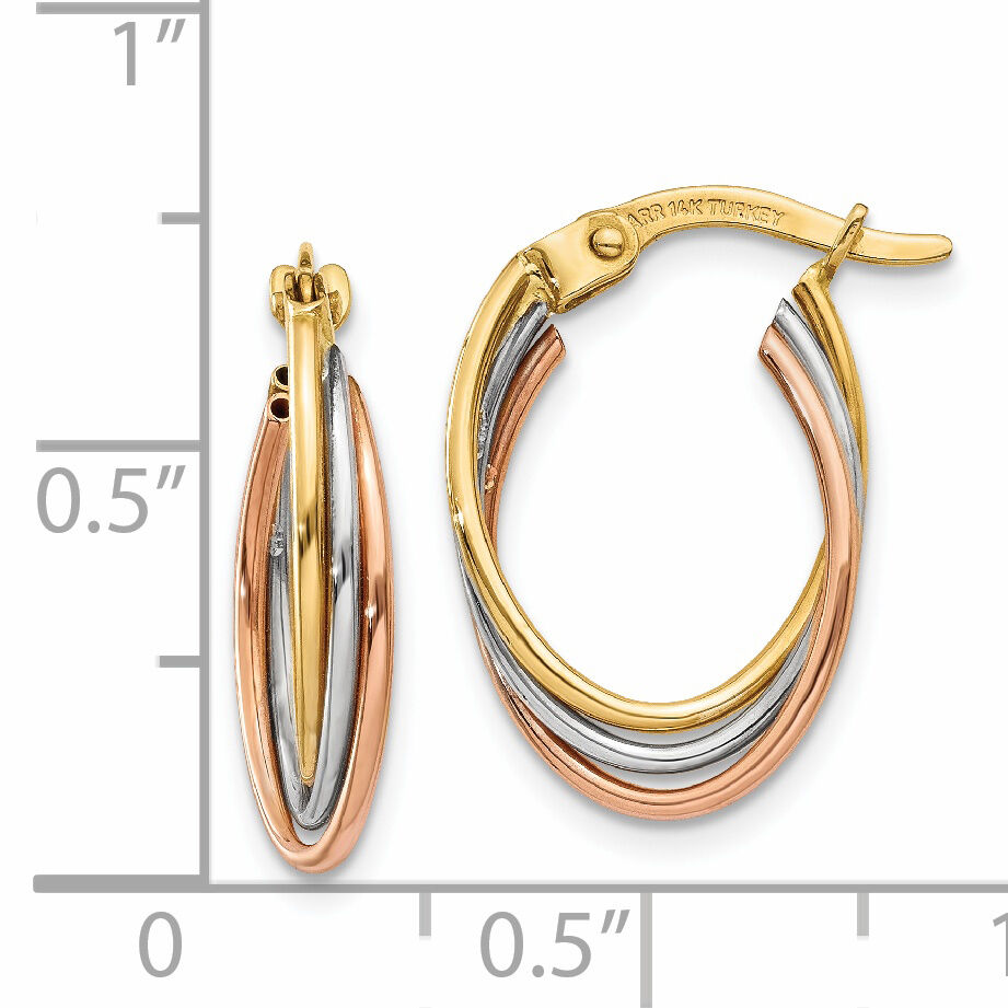 14k Tri-color Twisted Hoop Earrings-TL713