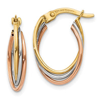 14k Tri-color Twisted Hoop Earrings-TL713