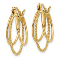 14k Polished and Textured Circle Hoop Earrings-TL720