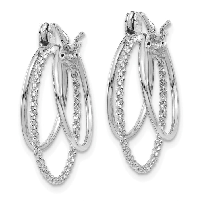 14k White Gold Polished and Textured Circle Hoop Earrings-TL721
