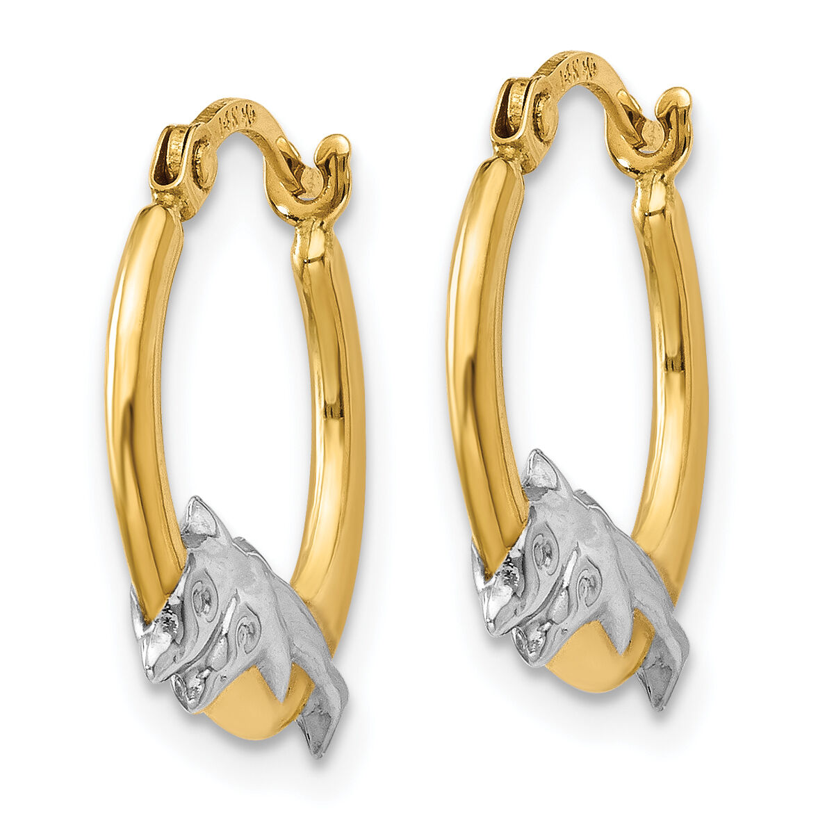 14K & Rhodium Dolphin Hoop Earrings-TL729