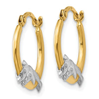 14K & Rhodium Dolphin Hoop Earrings-TL729