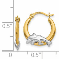 14K & Rhodium Dolphin Hoop Earrings-TL729