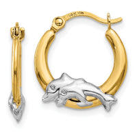 14K & Rhodium Dolphin Hoop Earrings-TL729