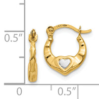 14K & Rhodium Heart Hollow Hoop Earrings-TL730