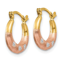 14K & White and Rose Rhodium Flower Hoop Earrings-TL731