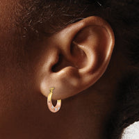 14K & White and Rose Rhodium Flower Hoop Earrings-TL731