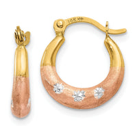 14K & White and Rose Rhodium Flower Hoop Earrings-TL731