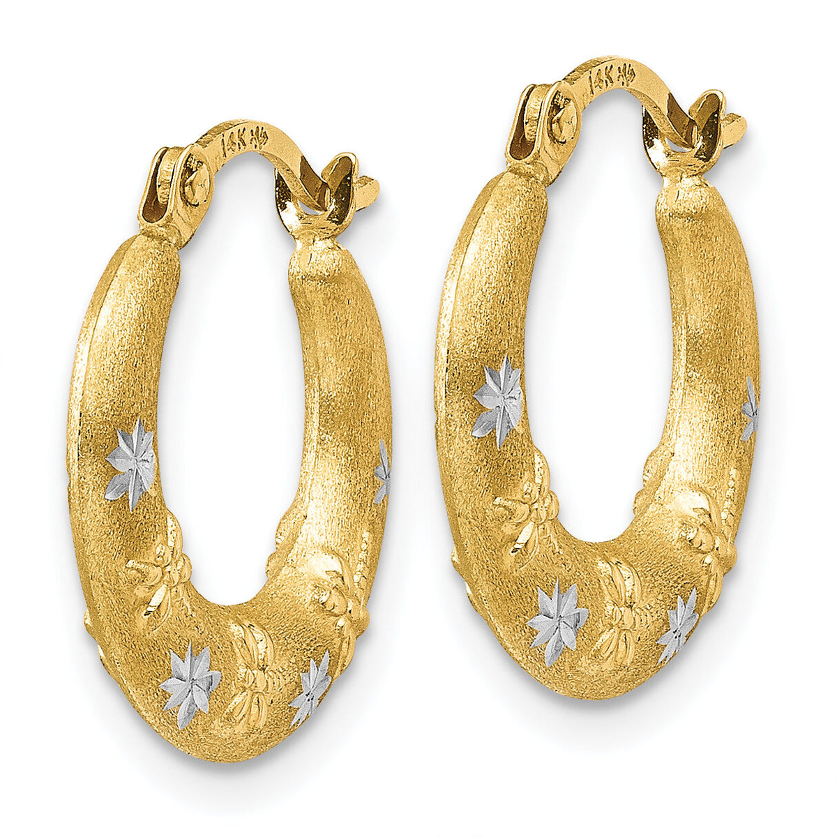 14K & Rhodium Hoop Earrings-TL732