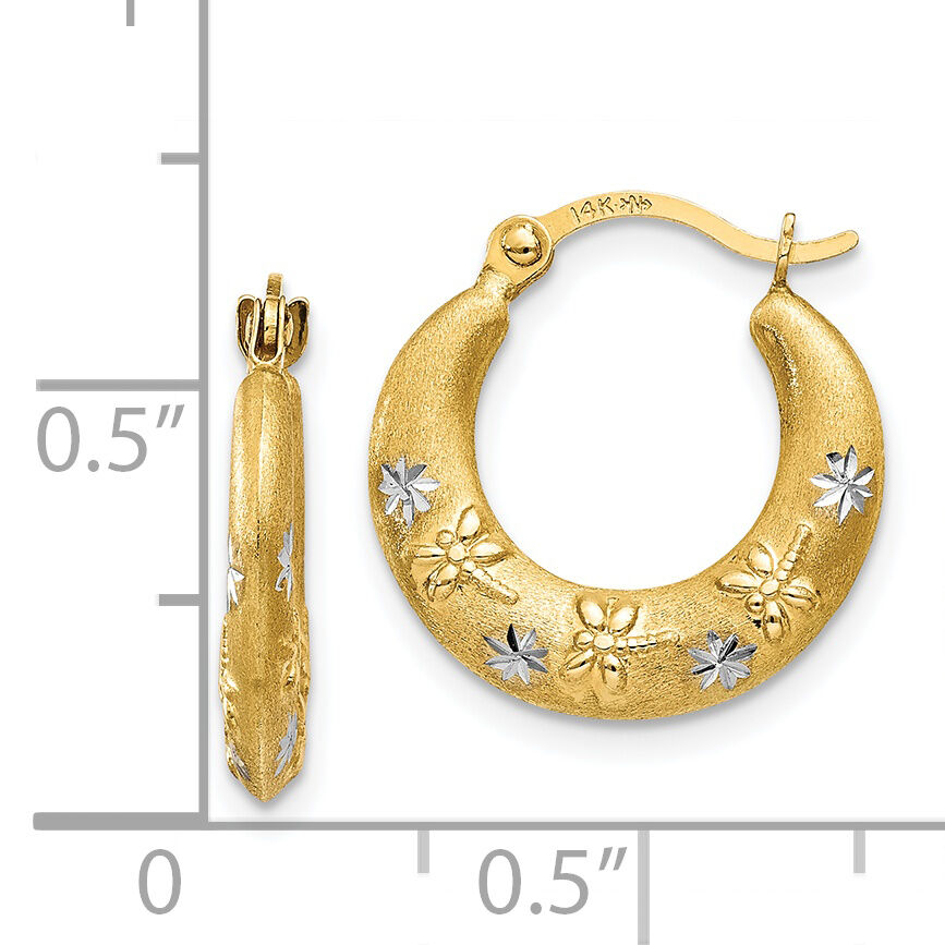 14K & Rhodium Hoop Earrings-TL732