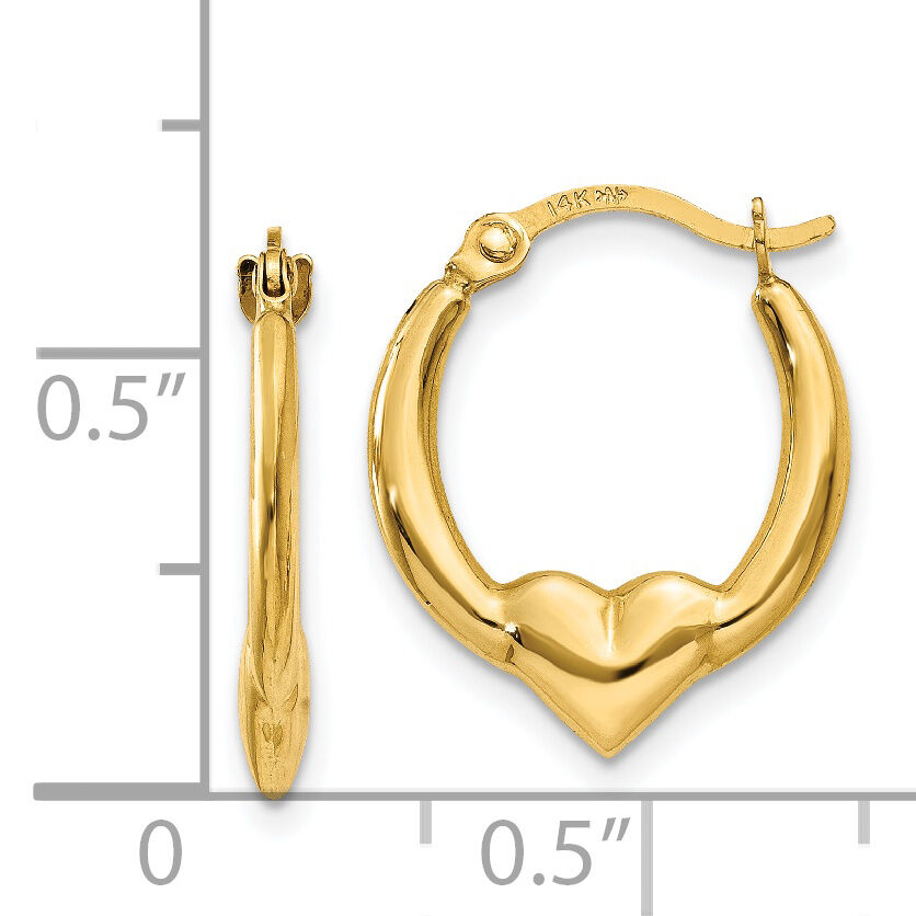 14K Heart Hoop Earrings-TL733