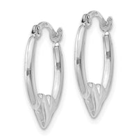 14k White Gold Heart Hoop Earrings-TL733W