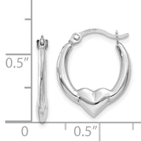 14k White Gold Heart Hoop Earrings-TL733W