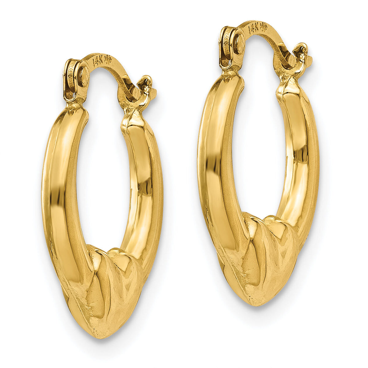 14K Hollow Heart Hoop Earrings-TL734