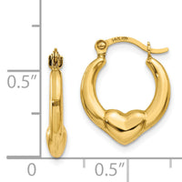 14K Hollow Heart Hoop Earrings-TL734