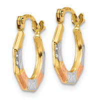 14K & White and Rose Rhodium Hoop Earrings-TL735