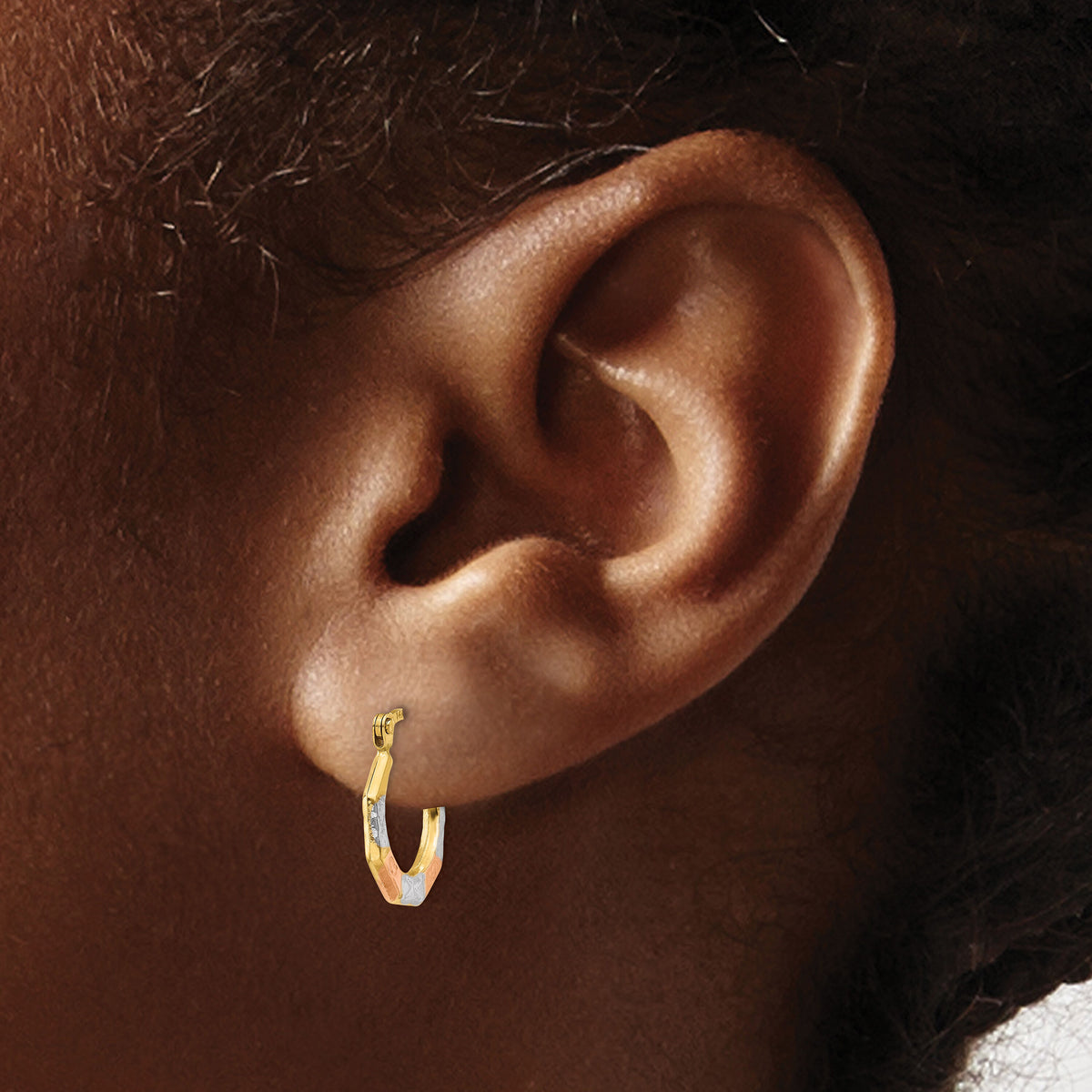14K & White and Rose Rhodium Hoop Earrings-TL735