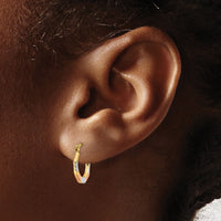 14K & White and Rose Rhodium Hoop Earrings-TL735