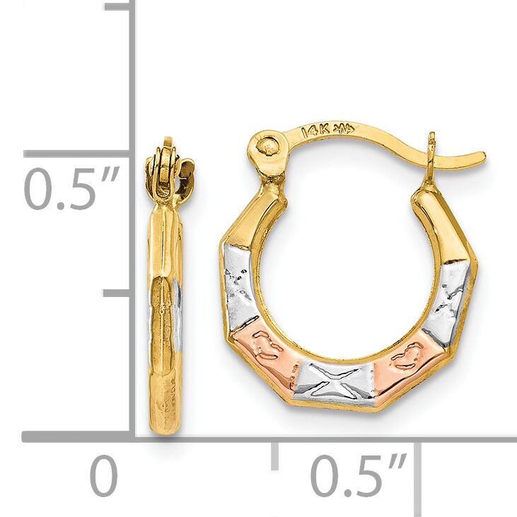 14K & White and Rose Rhodium Hoop Earrings-TL735