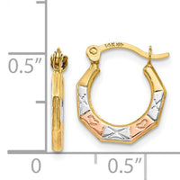14K & White and Rose Rhodium Hoop Earrings-TL735