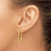 14K & Rose Heart D/C Hoop Earrings-TL736