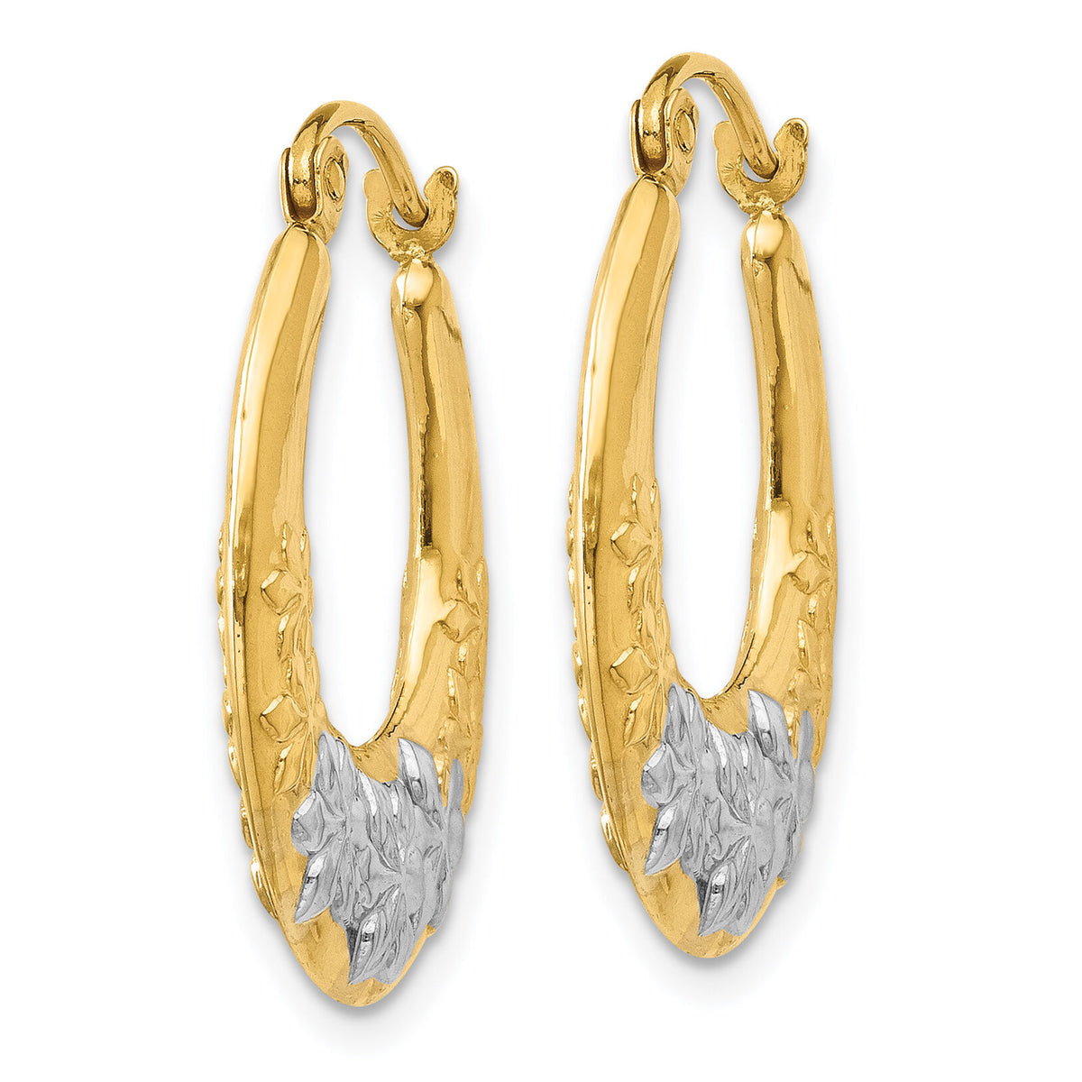 14K & Rhodium Hollow Flowers Hoop Earrings-TL741