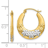 14K & Rhodium Hollow Flowers Hoop Earrings-TL741