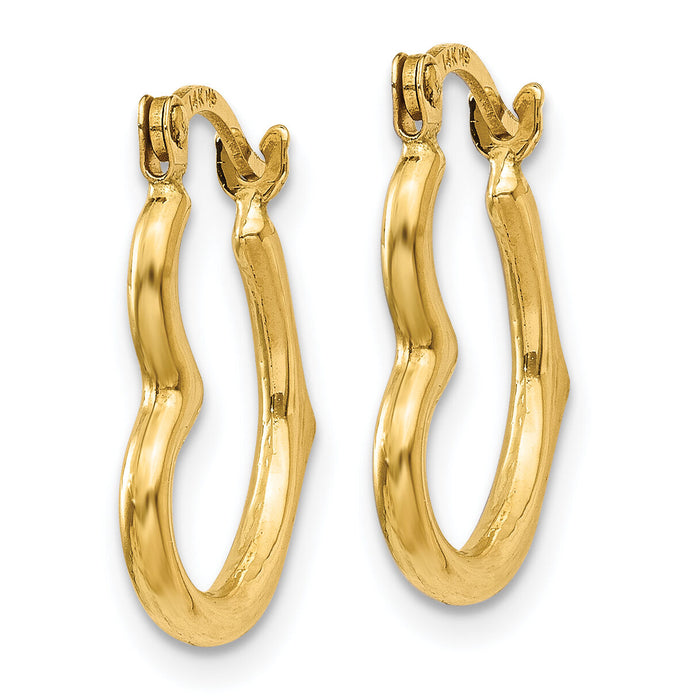 14K Heart Shaped Hollow Hoop Earrings-TL746