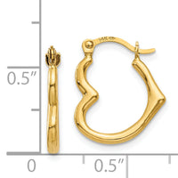 14K Heart Shaped Hollow Hoop Earrings-TL746