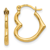 14K Heart Shaped Hollow Hoop Earrings-TL746