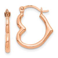 14K Rose Gold Heart Shaped Hollow Hoop Earrings-TL746R