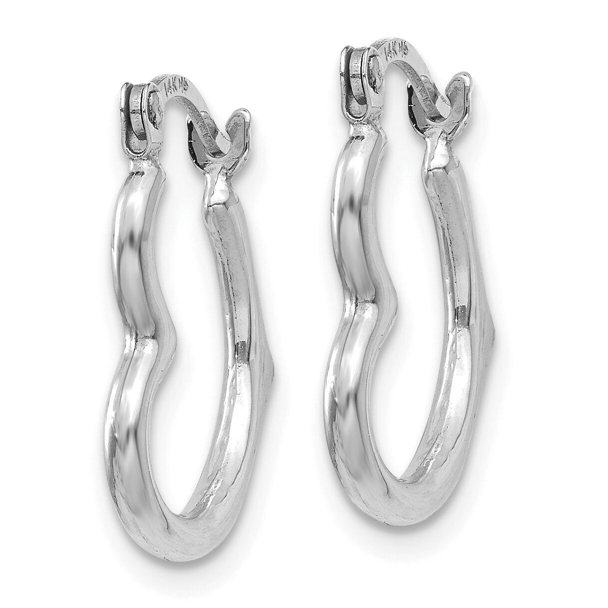 14K White Gold Heart Shaped Hollow Hoop Earrings-TL746W