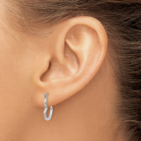 14K White Gold Heart Shaped Hollow Hoop Earrings-TL746W
