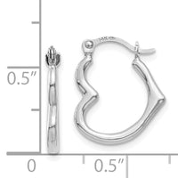 14K White Gold Heart Shaped Hollow Hoop Earrings-TL746W