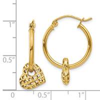 14K Moveable Heart Hoop Earrings-TL749