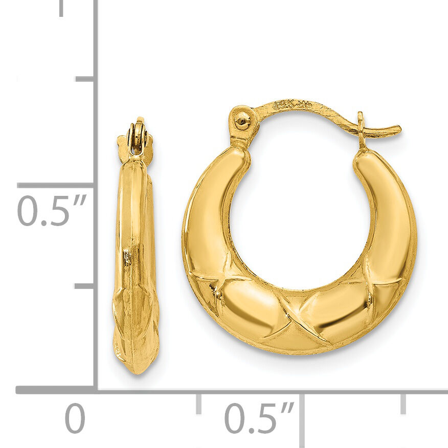 14K Hollow X Hoop Earrings-TL754