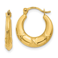 14K Hollow X Hoop Earrings-TL754