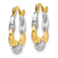 14K & Rhodium Hollow Scalloped Hoop Earrings-TL755