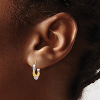 14K & Rhodium Hollow Scalloped Hoop Earrings-TL755
