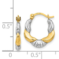 14K & Rhodium Hollow Scalloped Hoop Earrings-TL755