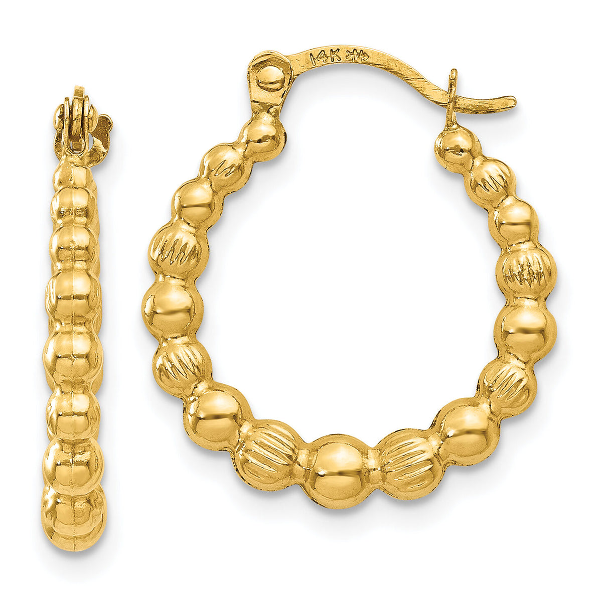 14K Beaded Hoop Earrings-TL757