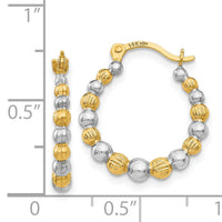 14K & Rhodium Beaded Hoop Earrings-TL758