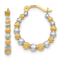 14K & Rhodium Beaded Hoop Earrings-TL758